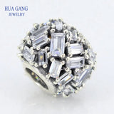 925 Silver CZ Chiselled Elegance Bead Charms Bracelets Necklaces DIY Beads