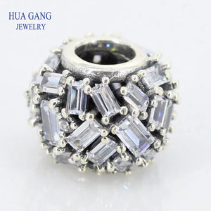 925 Silver CZ Chiselled Elegance Bead Charms Bracelets Necklaces DIY Beads