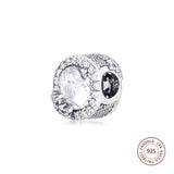925 Silver CZ Snowflake Charm Bead for Bracelets DIY Jewelry