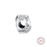 925 Silver CZ Snowflake Charm Bead for Bracelets DIY Jewelry