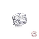 925 Silver CZ Snowflake Charm Bead for Bracelets DIY Jewelry