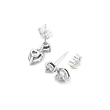 925 Silver Clear CZ Double Heart Stud Earrings for Women