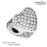 925 Sterling Silver CZ Heart Essence Charms for Jewelry Making
