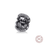 925 Sterling Silver Clear CZ Pave Open Heart Clip Charm for Bracelet