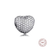 925 Sterling Silver Clear CZ Pave Open Heart Clip Charm for Bracelet