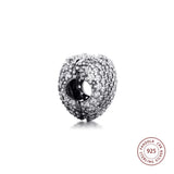 925 Sterling Silver Clear CZ Pave Open Heart Clip Charm for Bracelet