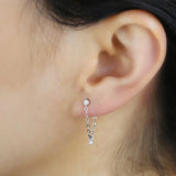 925 Silver Clear Cz Cartilage Hoop Earrings Geometric Round Earring 4pcs/Set