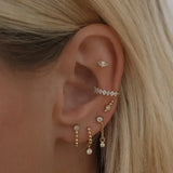 925 Silver Clear Cz Cartilage Hoop Earrings Geometric Round Earring 4pcs/Set