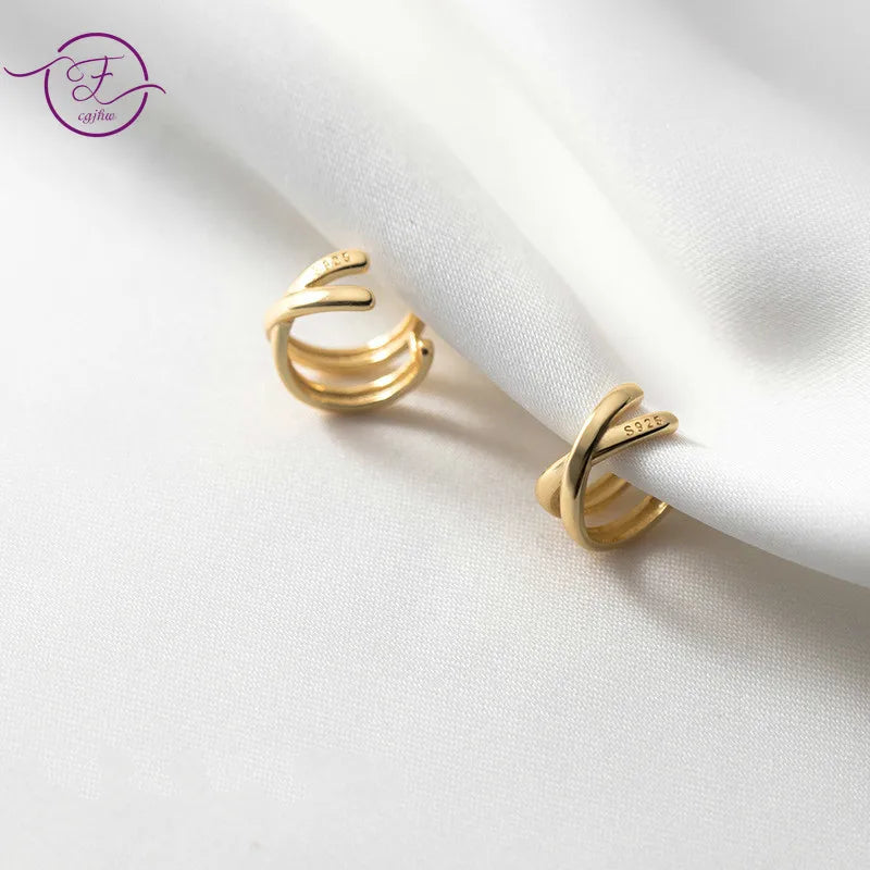 925 Silver Double-layer Cross Clip Earrings for Women