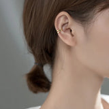 925 Silver Double-layer Cross Clip Earrings for Women