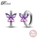 925 Silver Colorful CZ Butterfly Earrings for Women