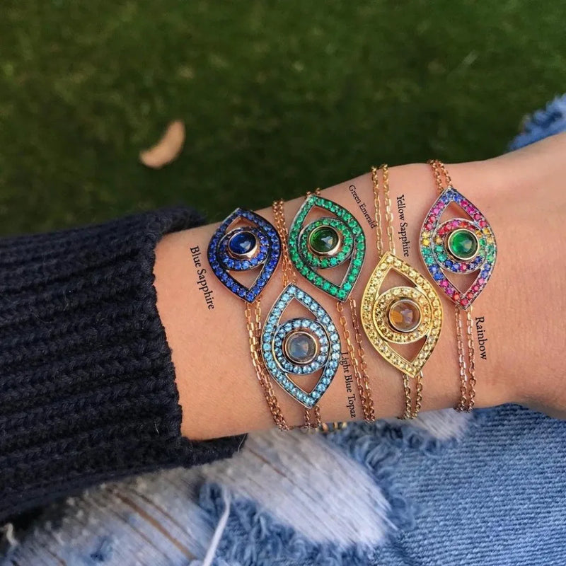 925 Silver Evil Eye Bracelet for Women, Lucky Bohemia Jewelry