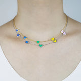925 Silver Neon Enamel Heart Choker Necklace Women Gift Jewelry