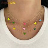 925 Silver Neon Enamel Heart Choker Necklace Women Gift Jewelry