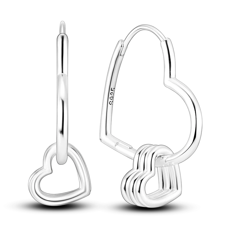 925 Silver Heart Hoop Earrings Colorful Zircon Hypoallergenic Women Jewelry