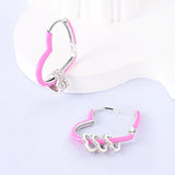925 Silver Heart Hoop Earrings Colorful Zircon Hypoallergenic Women Jewelry