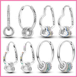 925 Silver Heart Hoop Earrings Colorful Zircon Hypoallergenic Women Jewelry