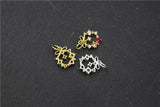 925 Sterling Silver Colorful Zircon Flower Charms Pendants