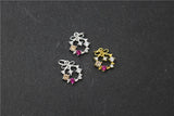 925 Sterling Silver Colorful Zircon Flower Charms Pendants