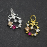 925 Sterling Silver Colorful Zircon Flower Charms Pendants