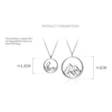 925 Silver Couple Necklace Round Hollow Pendant Sea Mountain Jewelry