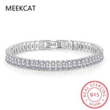 925 Sterling Silver Moissanite Gemstone Bangle Charm Bracelet