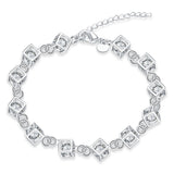 925 Silver Created Moissanite Gemstone Cube Bracelet Bangle