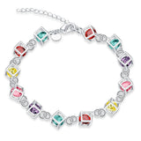 925 Silver Created Moissanite Gemstone Cube Bracelet Bangle