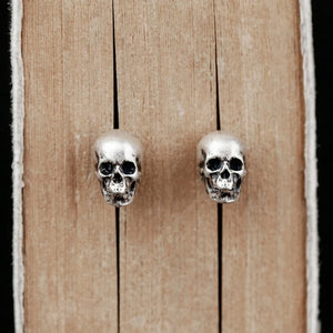 925 Silver Retro Skull Stud Earring Punk Style Ear Pin