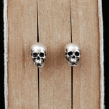 925 Silver Retro Skull Stud Earring Punk Style Ear Pin