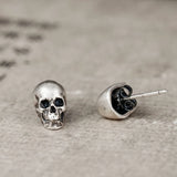 925 Silver Retro Skull Stud Earring Punk Style Ear Pin