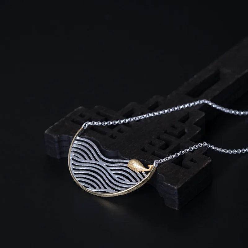 925 Sterling Silver Whale Pendant Necklace for Women Fine Jewelry Gift