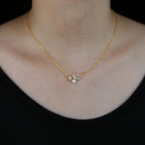 925 Silver Crescent Pearl Moon Star Necklace for Women
