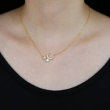 925 Silver Crescent Pearl Moon Star Necklace for Women