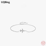 Sterling Silver Crystal Airplane Charm Bracelet Wedding Jewelry