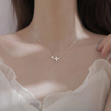 925 Silver Crystal Leaf Necklace Women Choker Collares Wedding Party Gift