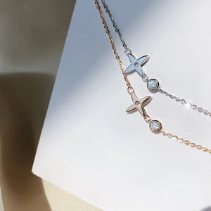 925 Silver Crystal Leaf Necklace Women Choker Collares Wedding Party Gift