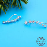 925 Sterling Silver Crystal Sweep Ear Climber Stud Earrings