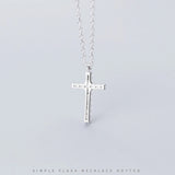 925 Sterling Silver CZ Cross Pendant Necklace for Women