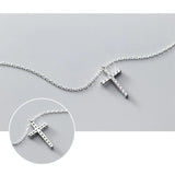 925 Sterling Silver CZ Cross Pendant Necklace for Women
