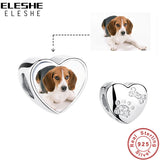 925 Silver Pet Photo Charm Beads for Bracelet