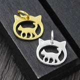 925 Silver Cat Dangle Charm Pendant for DIY Jewelry Making