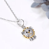 925 Silver Lion King Pendant Zircon Necklace for Women