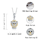 925 Silver Lion King Pendant Zircon Necklace for Women