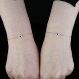 925 Silver Evil Eye Charm Chain Bracelet for Girls