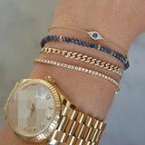 925 Silver Evil Eye Charm Chain Bracelet for Girls