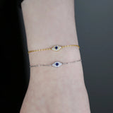 925 Silver Evil Eye Charm Chain Bracelet for Girls