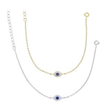925 Silver Evil Eye Charm Chain Bracelet for Girls