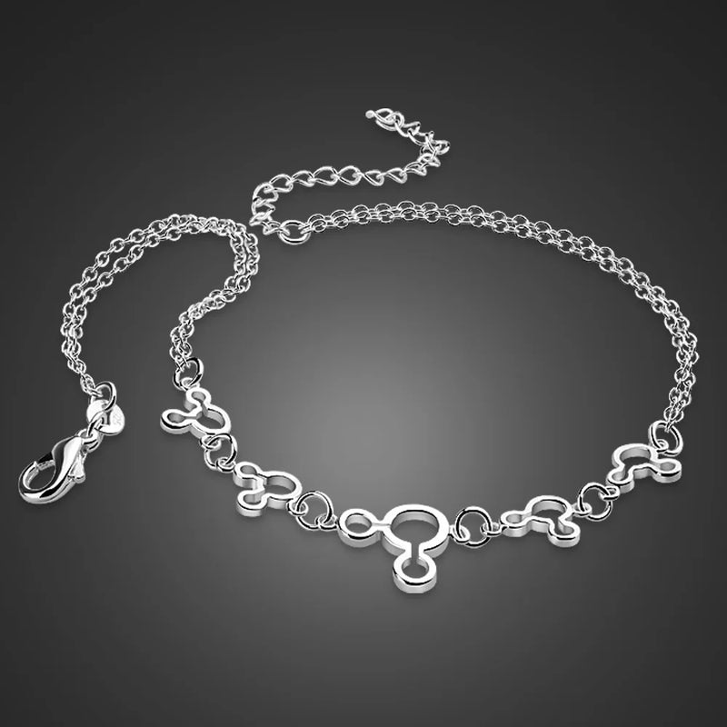 925 Sterling Silver Mickey Anklets for Women & Girls