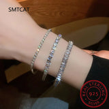 925 Silver D Moissanite Tennis Bracelet Square Diamond Bangle